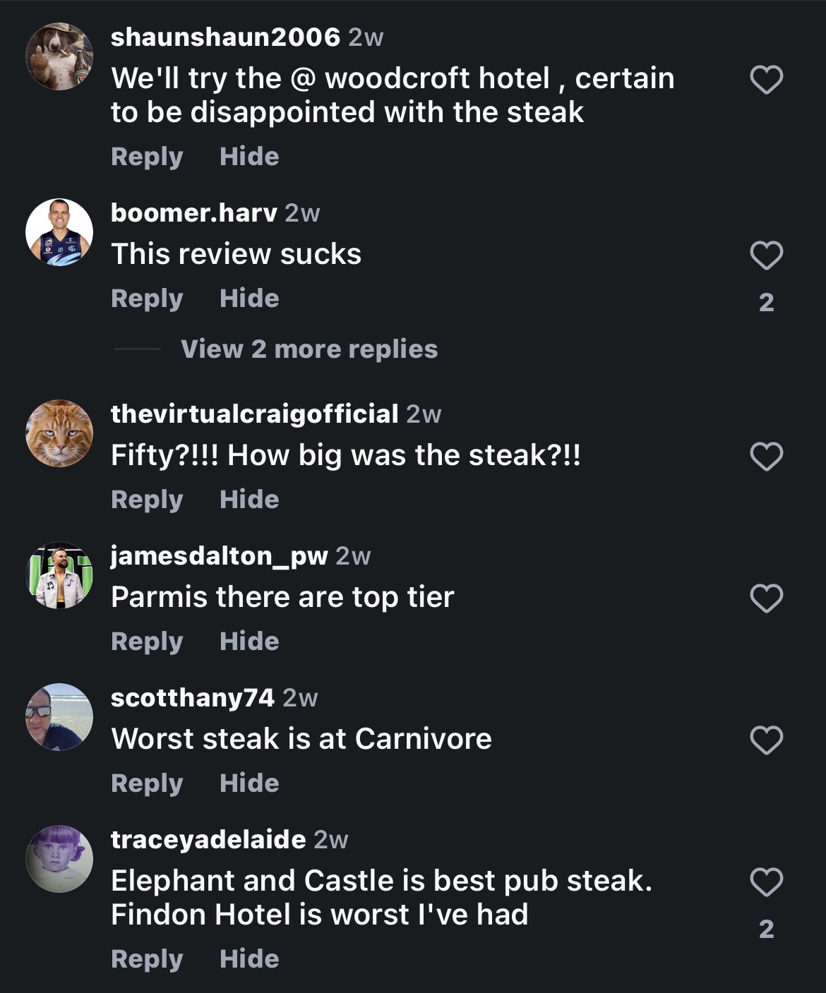 Arkaba comments suggesting other venues and reacting to the review
